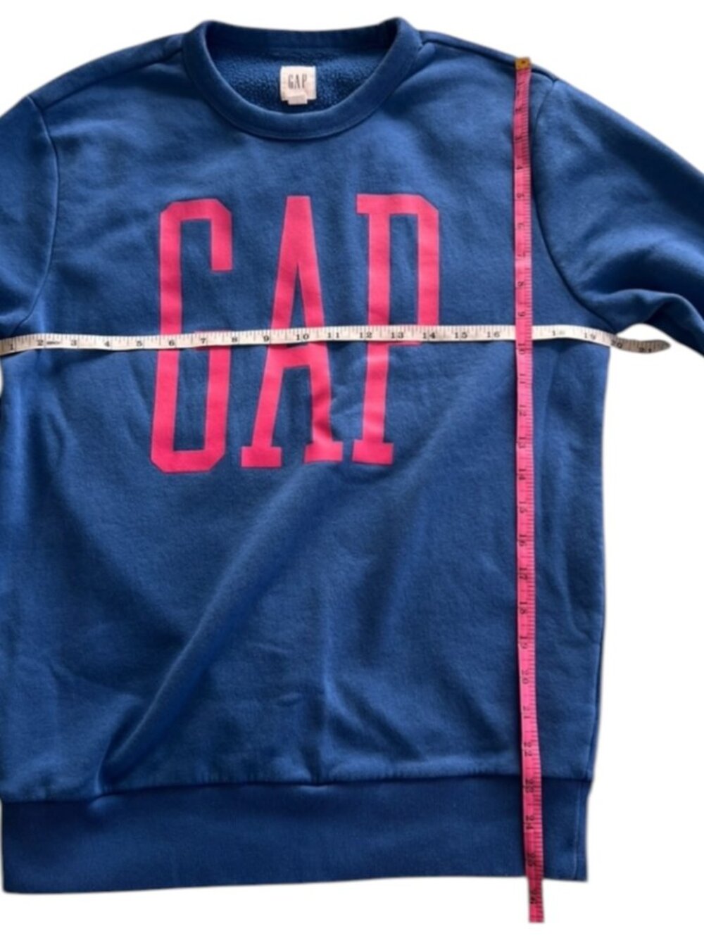 GAP Imperial Blue Crewneck Sweatshirt with Vibrant Blue Logo SZ - Picture 3 of 5